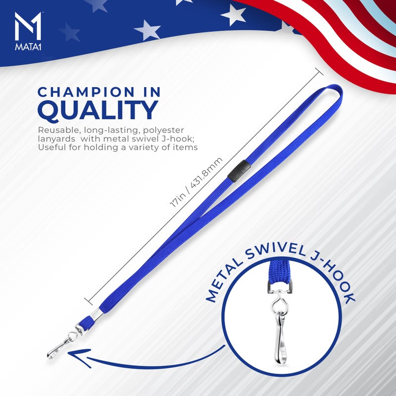 Mata1-USA Flat Safety Breakaway Lanyard, Detachable ID Lanyards (Blue, 36 Inch, 100 Pack, Polypropylene), Comfort Woven Lanyard for ID Badges - Image 3